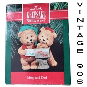 HALLMARK Keepsake Ornament Mom and Dad - Vintage Handcrafted - Dated 1990